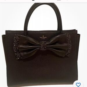 New Kate Spade Manor Place Black Leather/Rhinestones Meriweather Satchel